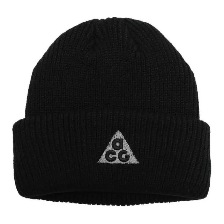 Nike Polyester, Knitted Fabric, Cotton Beanies Unisex Black