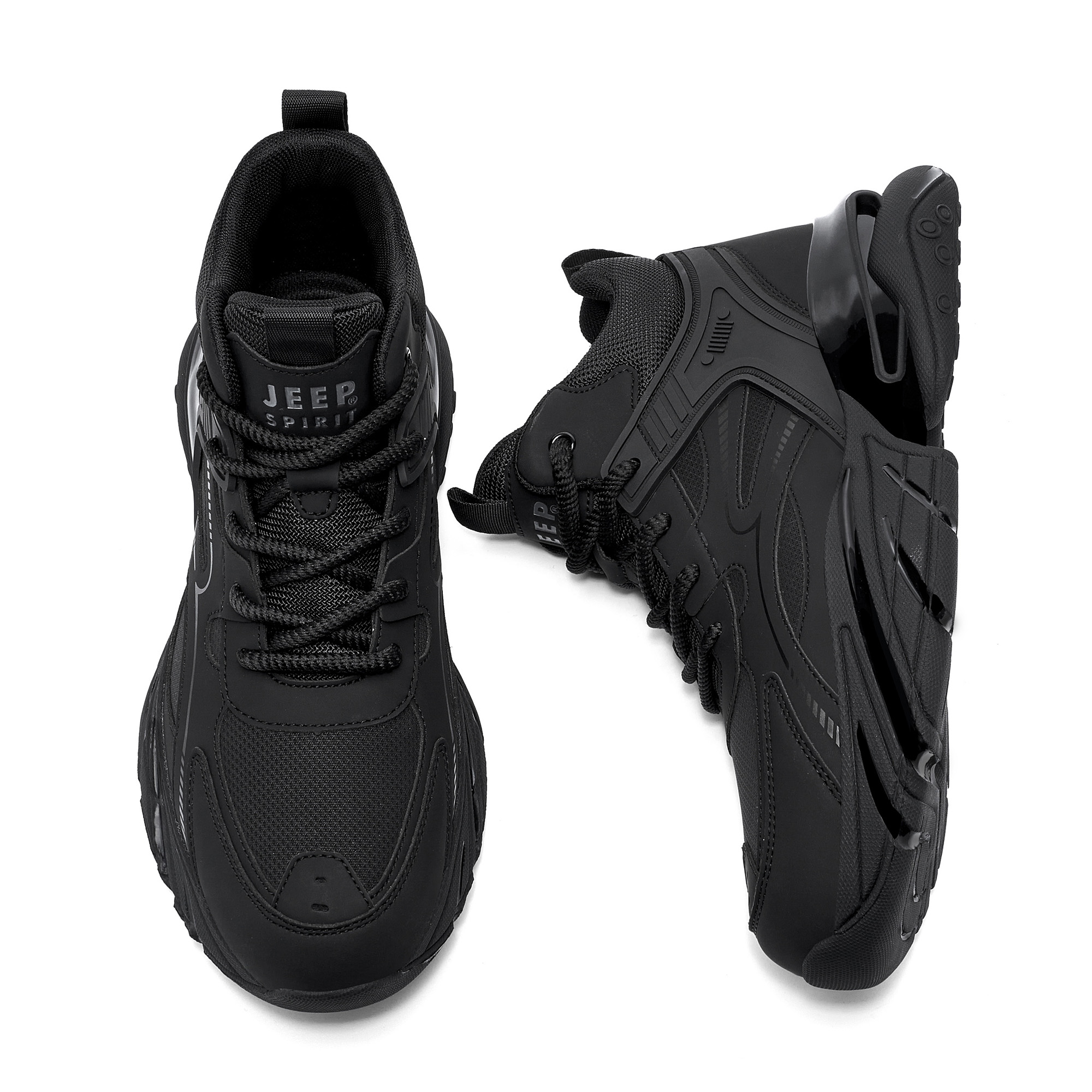 JEEP SPIRIT Cushioning Abrasion Resistant Coverage Support High top Outdoor Shoes Men’s Graphite Black