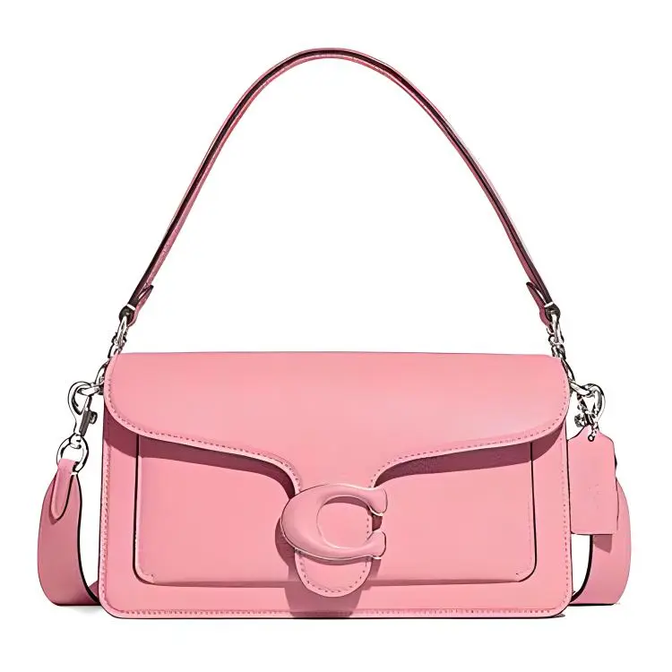 COACH Tabby Pebble Texture Cow Leather Portable Crossbody Bag, Shoulder Bag Medium Women's Floral Pink