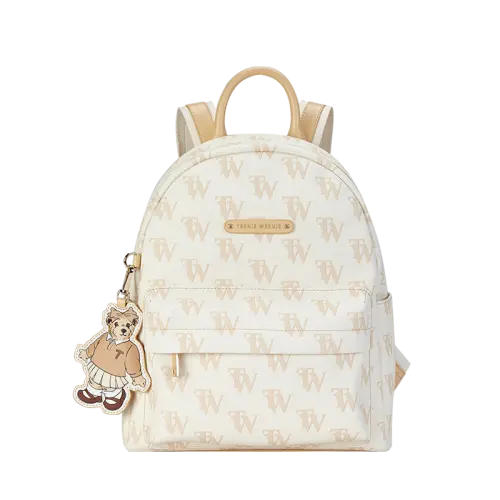 Teenie Weenie Pu Backpack Large Women's Cream Apricot Yellow