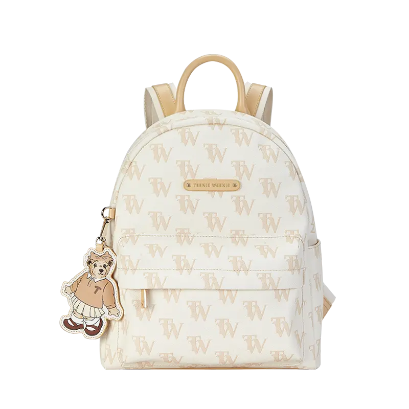 Teenie Weenie Pu Backpack Large Women's Cream Apricot Yellow