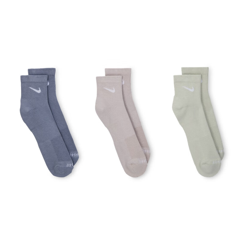 Nike Crew Socks Unisex 3 Pack Gray Slate Blue