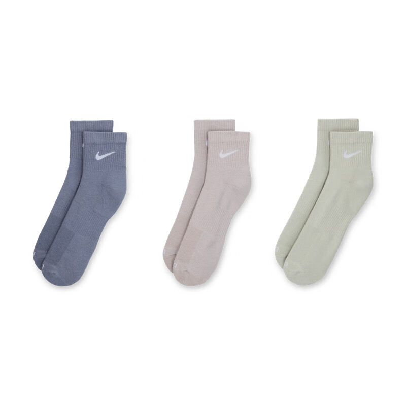 Nike Crew Socks Unisex 3 Pack Gray Slate Blue