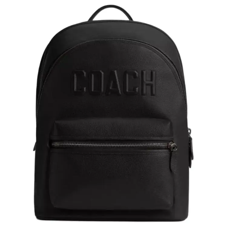 COACH Charter Leather Backpacks Large Unisex Black