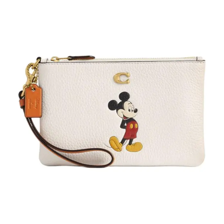 COACH Essential Leather Clutches Small Unisex White