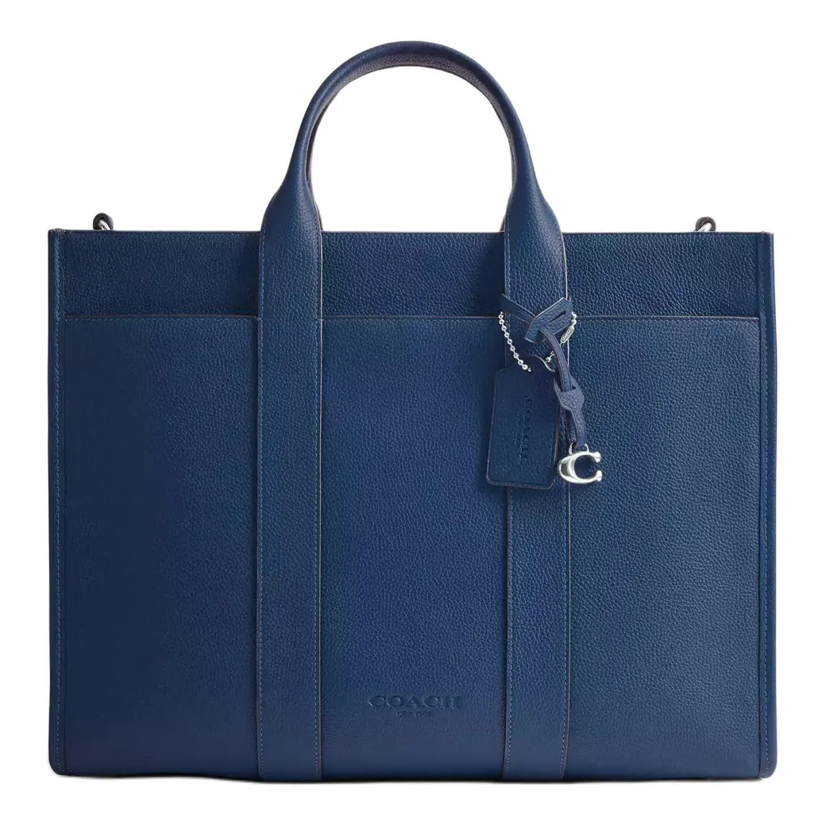 COACH Leather Tote Bag, Shopping Bag, Shoulder Bag, Crossbody Bag, Handbag Large Men's Dark Blue