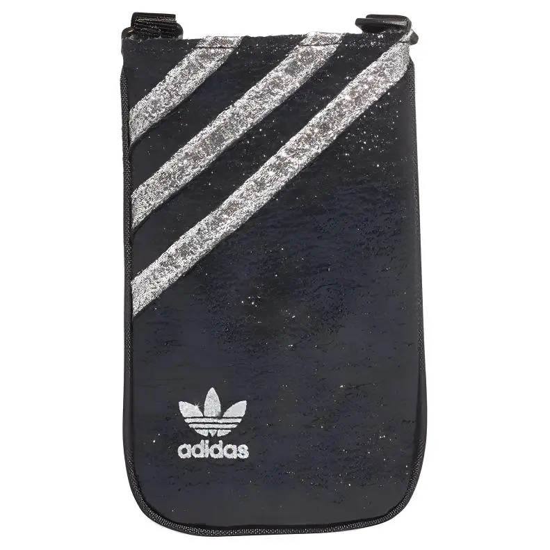 Adidas Originals Polyurethane Shoulder Bag, Crossbody Cell Phone Pouch Mini Unisex Black