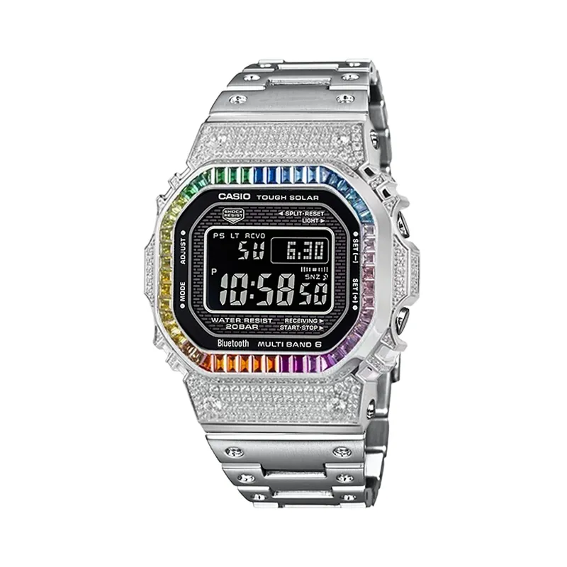 CASIO Custom Collection GMW B5000 1A Solar Movement Metal Strap Watch Unisex Black Dial
