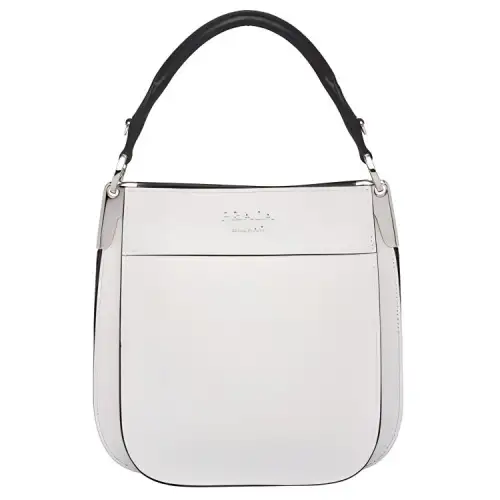 PRADA Magnetic Closure Calfskin Handbag Women's Black/White