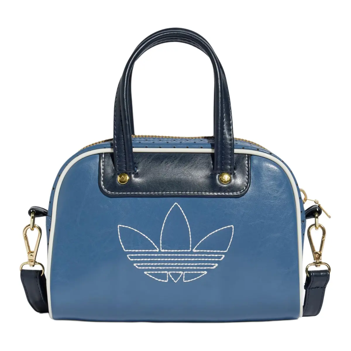 Adidas Originals Trefoil Polyurethane Bowling Bag, Crossbody Handbag Mini Women's Ink Blue