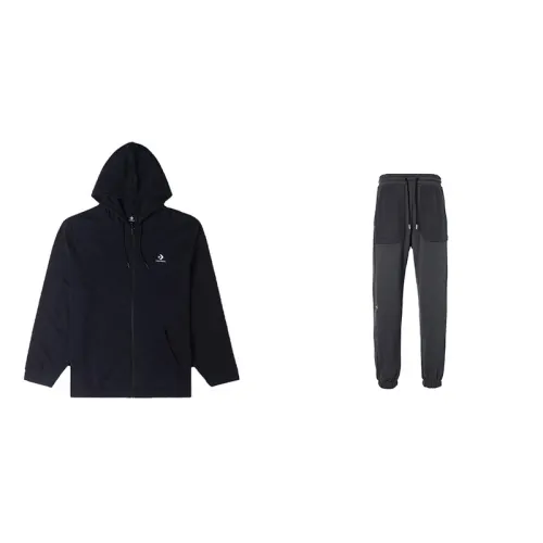 Converse Hoody with zipper, knitted trousers, black sweatshirt for men and women, with embroidery, with your logo imprint