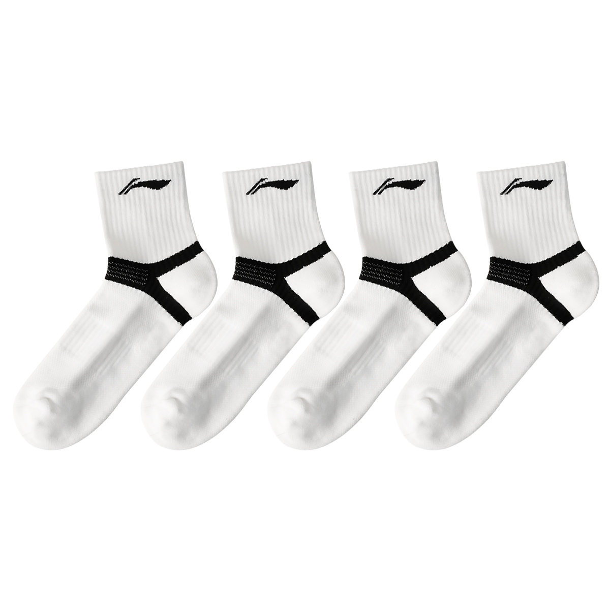 Li Ning Crew Socks Unisex 4 Pack White