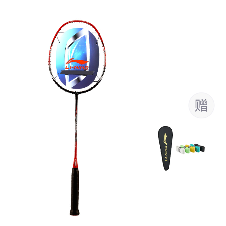Li Ning K074 Full Carbon Badminton Rackets Control Type All around Defense Entry level Unisex Single Racket Black Red