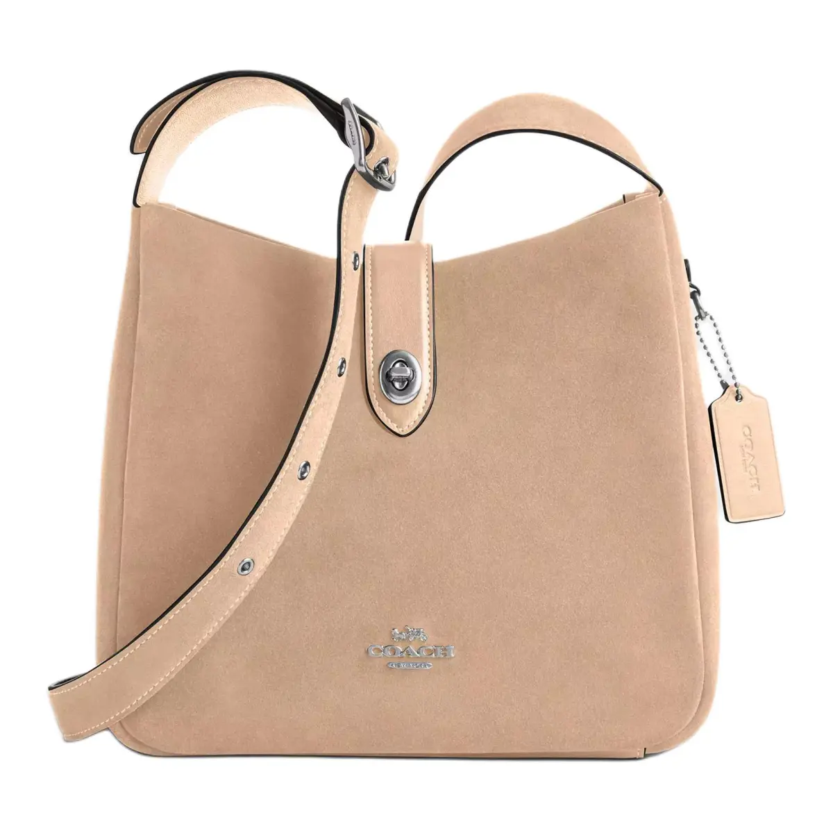 COACH Hadley Suede Shoulder Bag Medium Women's Light Taupe