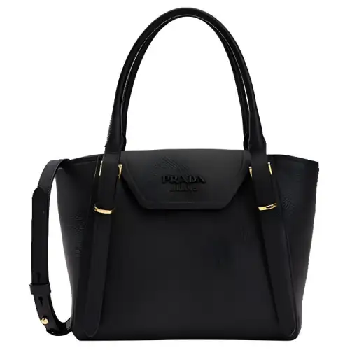 PRADA Cow Leather One Shoulder Handbag Women's Black