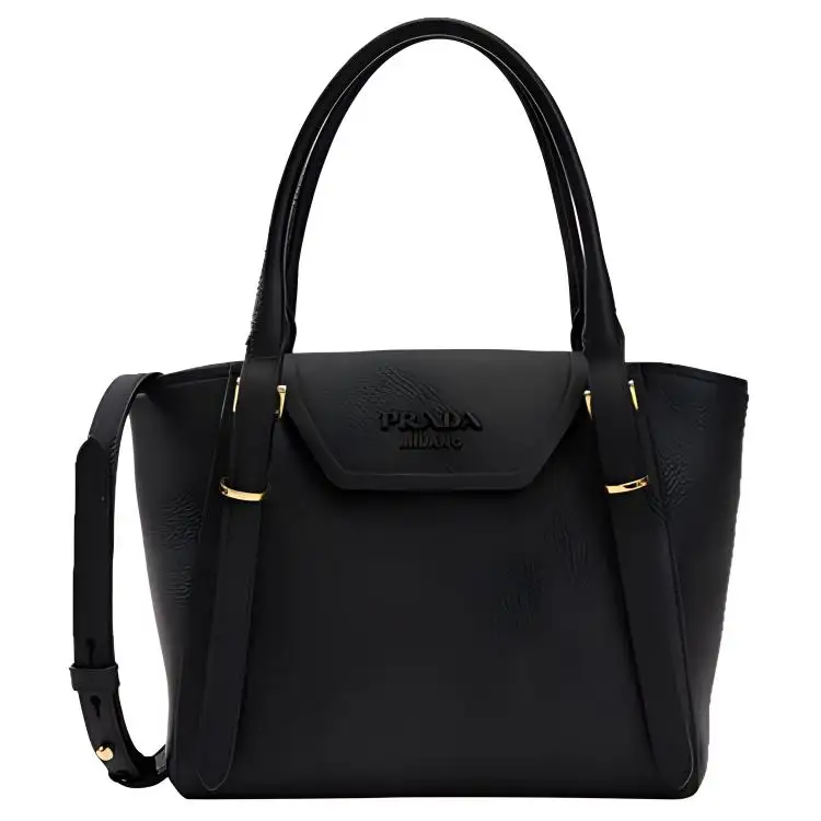PRADA Cow Leather One Shoulder Handbag Women's Black