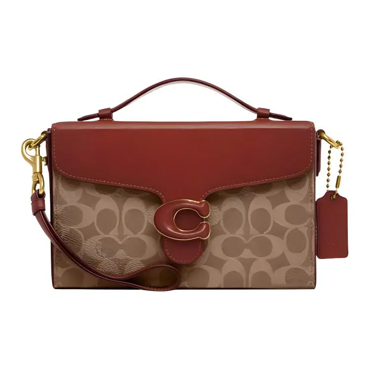 COACH Tabby PVC Small Square Bag, Crossbody Bag, Shoulder Bag, Handbag Small Women's Red & Brown