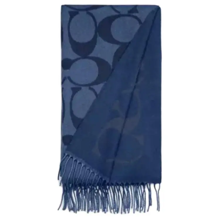 COACH Wool, Cashmere Knit Scarves Unisex Blue