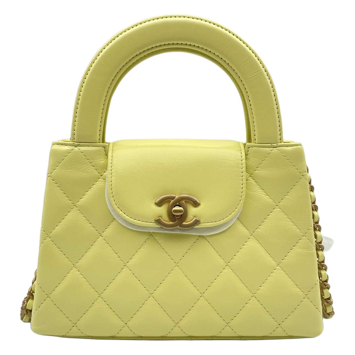 Женские сумка Chanel 25C kelly mini (светло-желтая)
