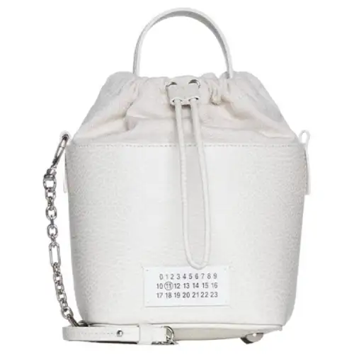 Maison Margiela Leather One Shoulder Handbag Small Women's White