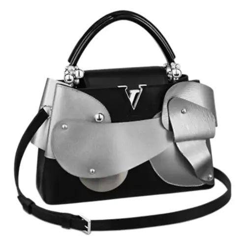 LOUIS VUITTON Capucines Cow Leather Portable Crossbody Bag, Shoulder Bag Small Women's Silver/Black