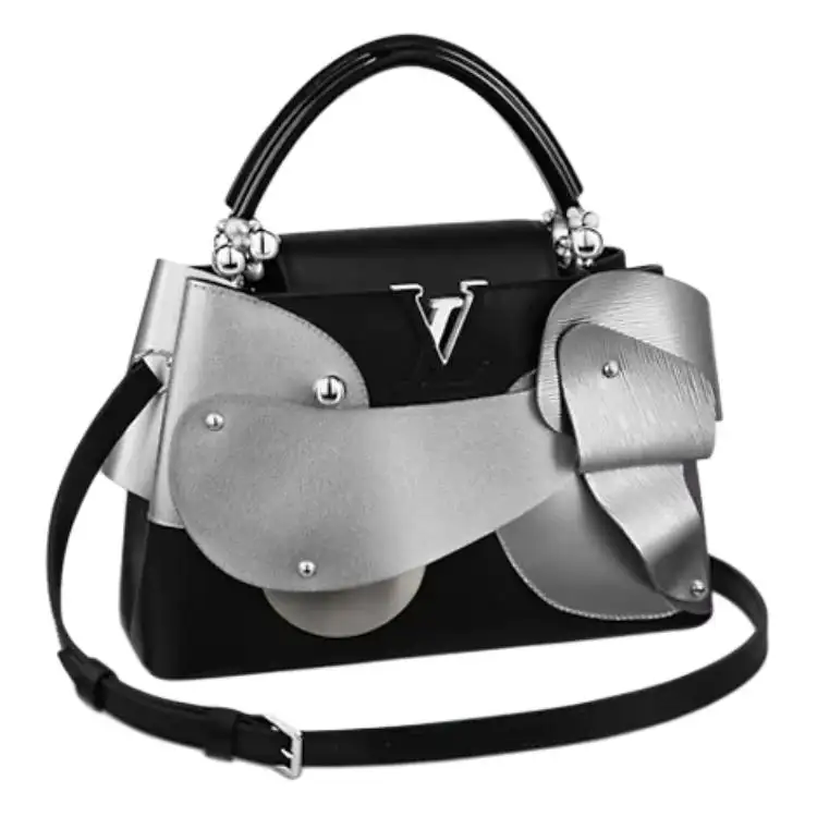 LOUIS VUITTON Capucines Cow Leather Portable Crossbody Bag, Shoulder Bag Small Women's Silver/Black