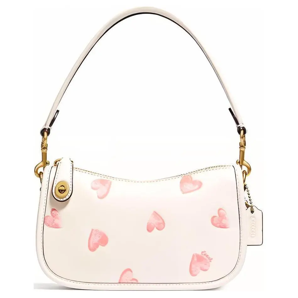 COACH Swinger Cow Leather Mahjong Shoulder Bag, Handbag Women's Pink White