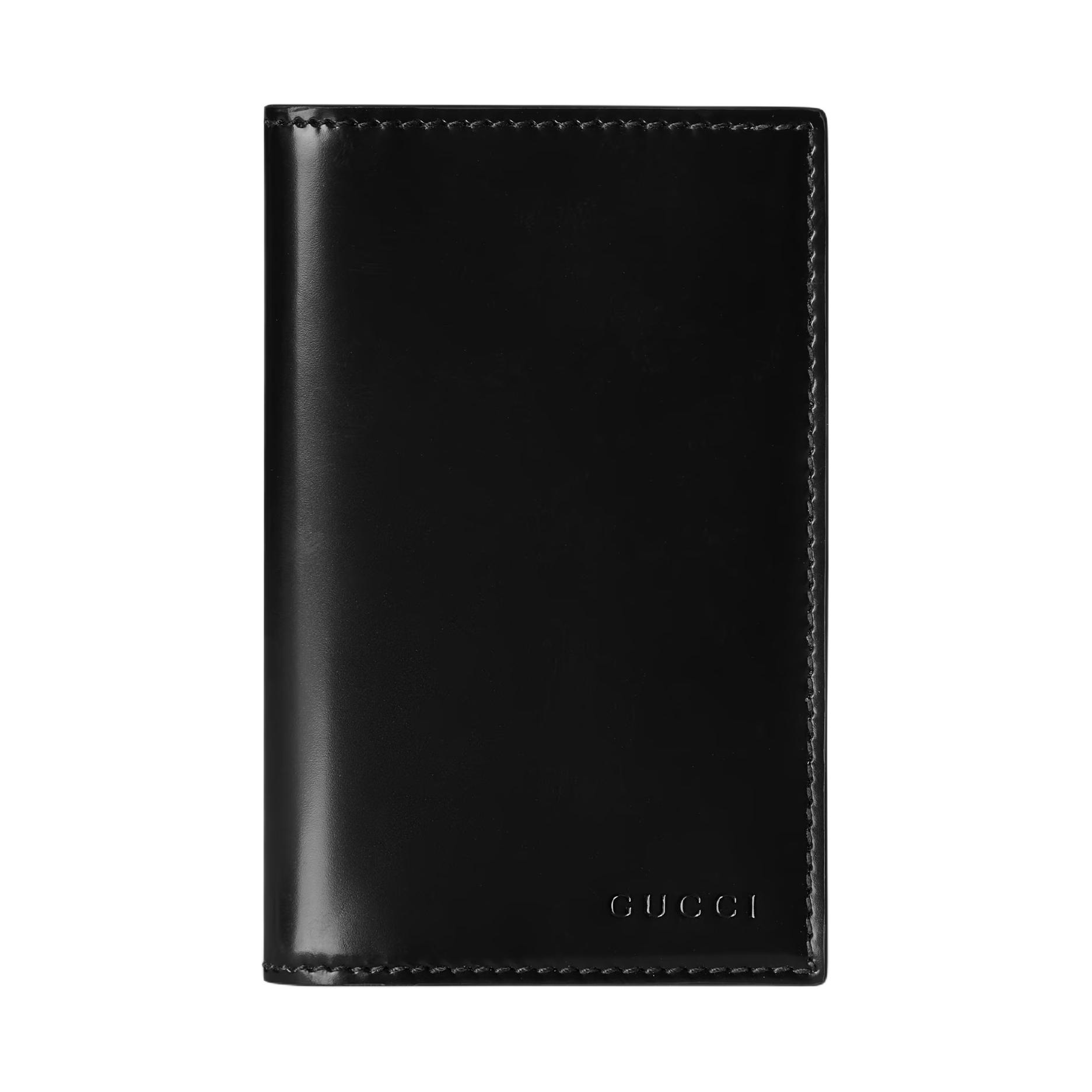 Мужской картхолдер Gucci Embossed Leather (черный)