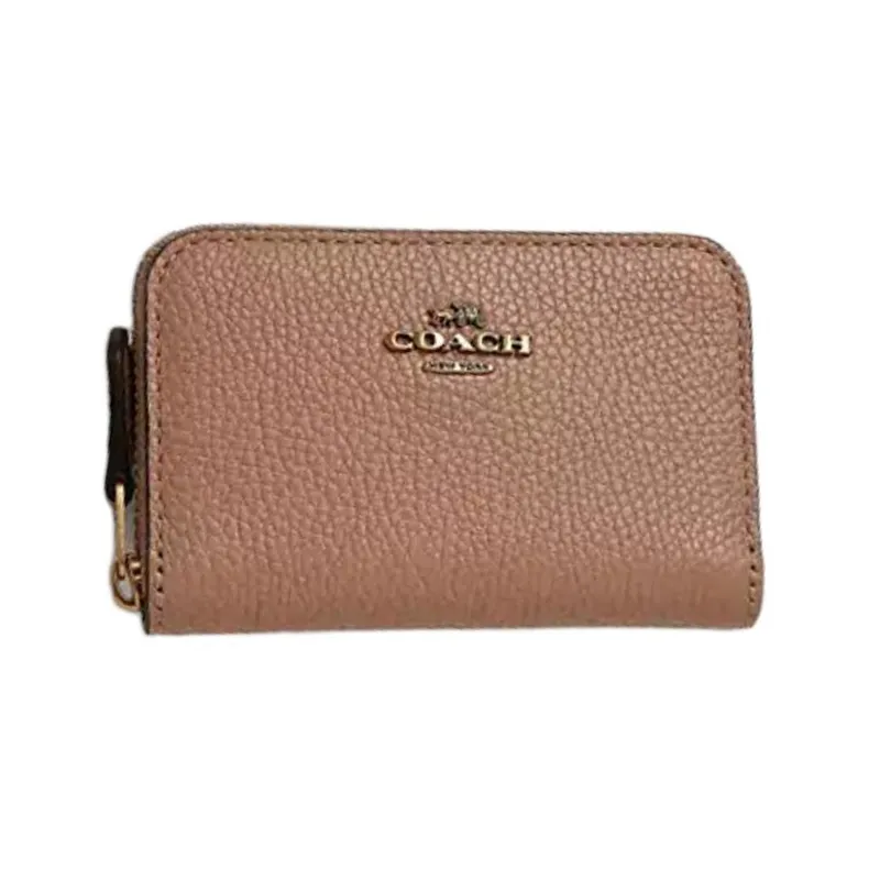 COACH Polished Pebble Leather Wallet Women's Brown