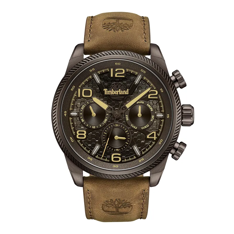 Timberland Henniker II Wrist Watches Quartz Movement Leather Strap Tan Watch Dial Men's Watches
