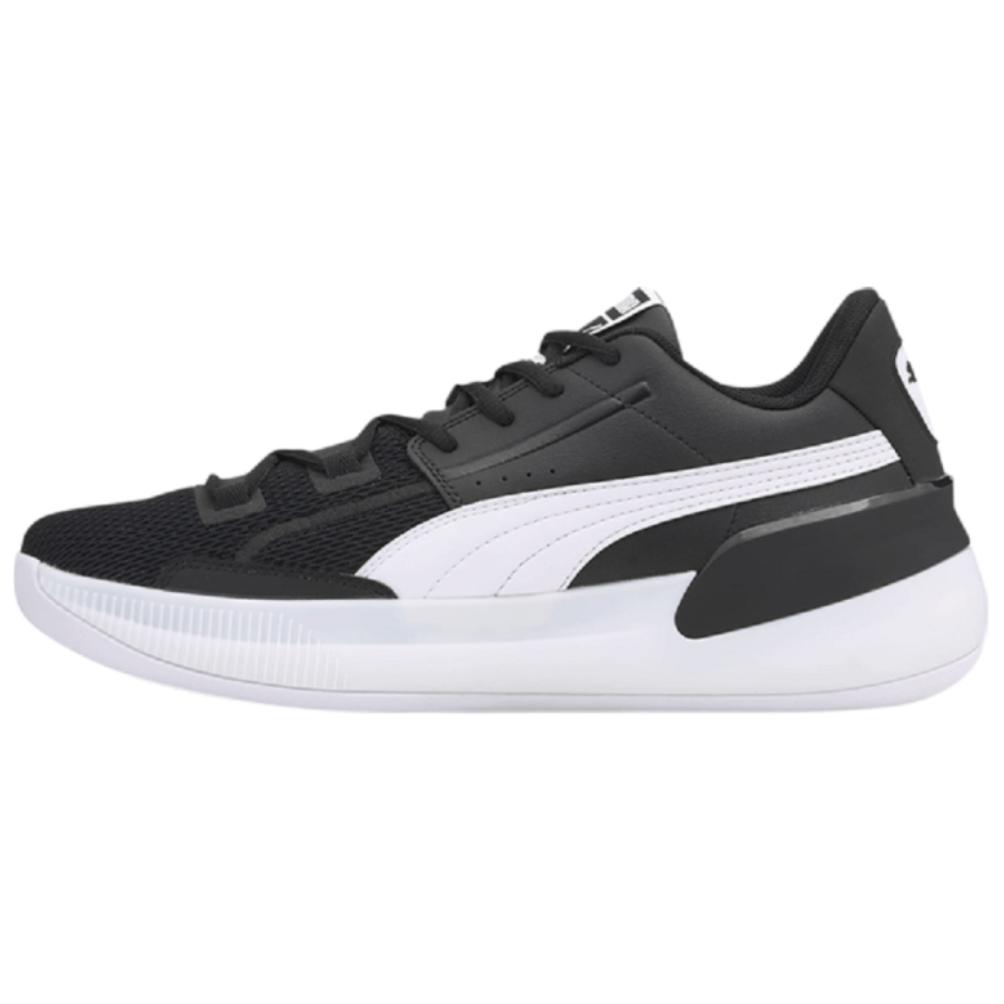 PUMA Clyde Hardwood Team популярный Футболка из синтетической кожи Comfort из сетчатой ​​ткани кожзаменитель низкие баскетбольные кроссовки мужской стиль черный белый