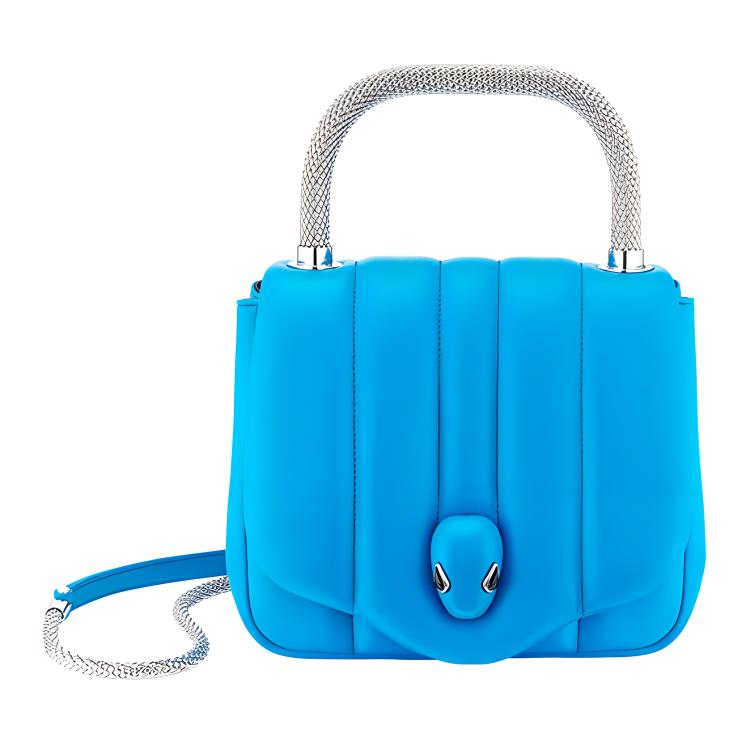 BVLGARI X AMBUSH Collaboration Magnetic Closure Lambskin Handbag Unisex Bright Blue
