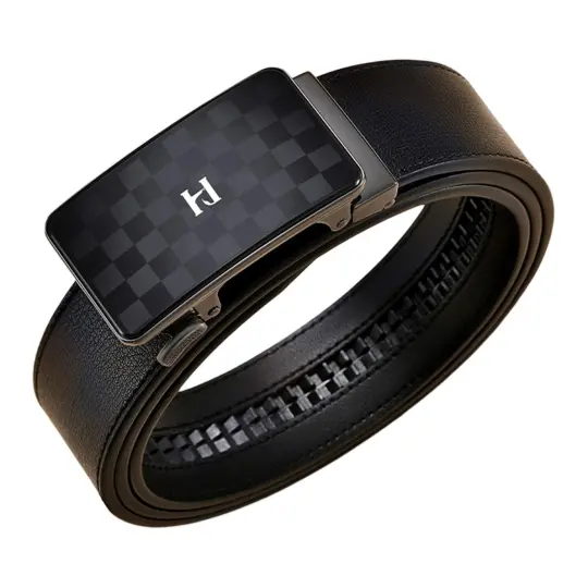 HLA Split Cow Leather Zinc Alloy Leather Belts Men's Width 3.5CM
