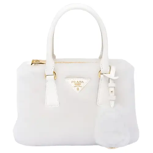 PRADA Galleria Killer Bag Shearling Tote Bag, Shopping Bag, Portable Crossbody Bag, Shoulder Bag Mini Women's White