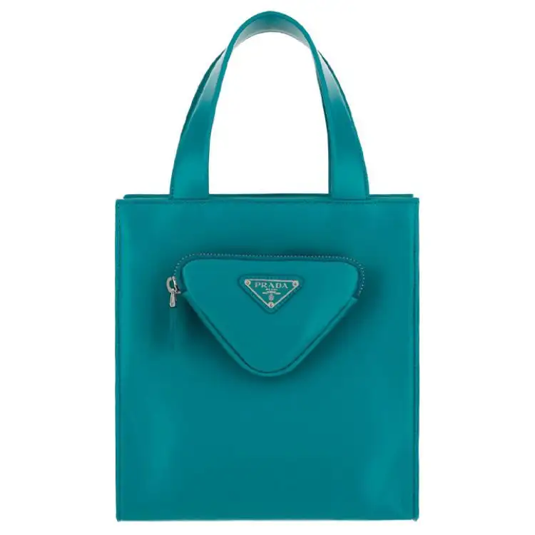 PRADA Zip Closure Lambskin Shoulder Bag Women's Green