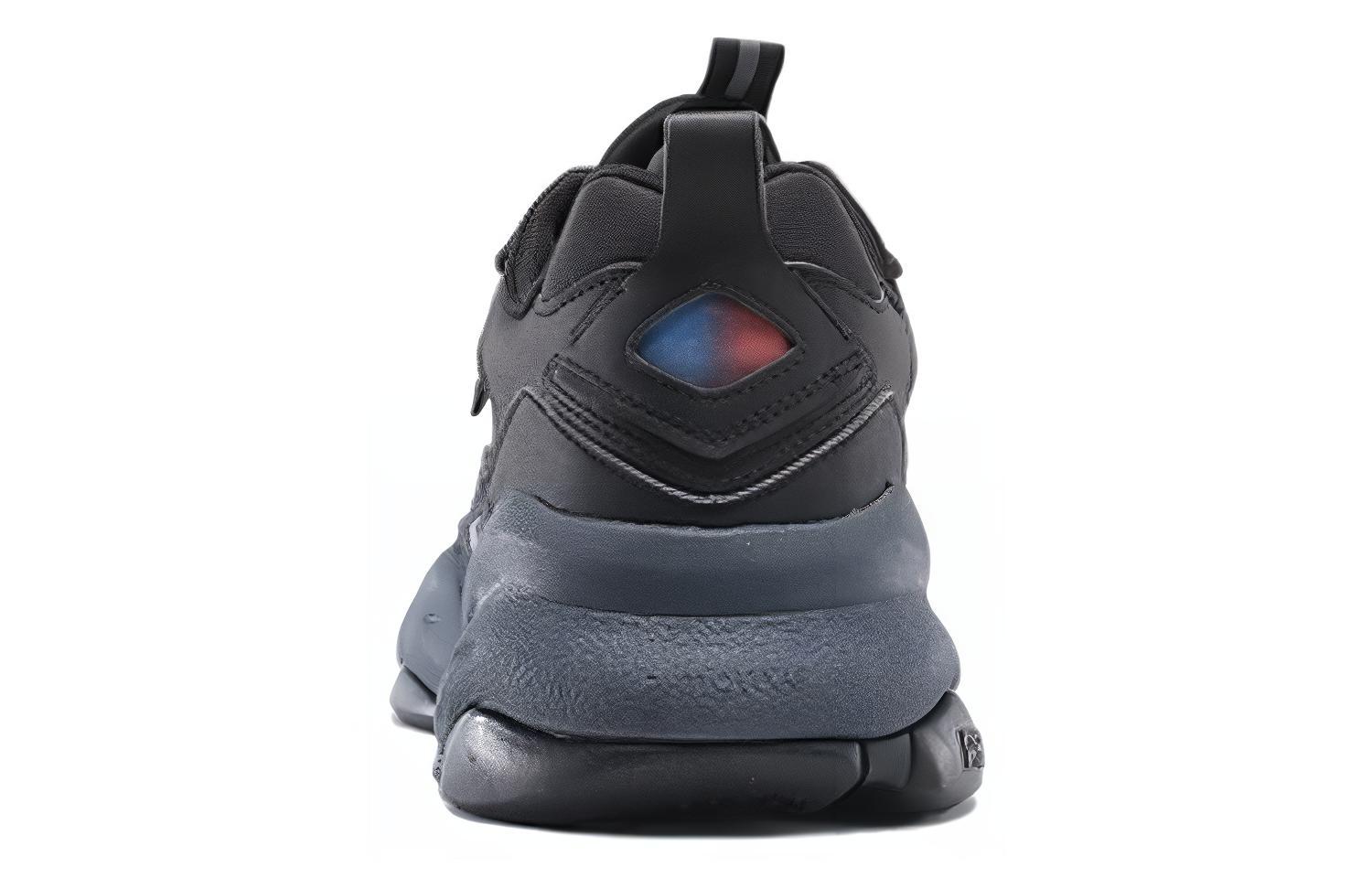 PEAK Vintage Textile, Synthetic Leather Cushioning Slip Resistant Abrasion Resistant Low top Running Shoes Men’s Black