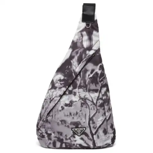 PRADA Print Recycled Nylon Shoulder Backpack, Shoulder Bag, Crossbody Bag Men's Cloud Gray