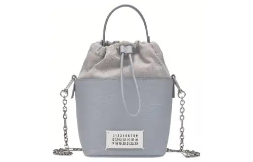 Maison Margiela 5AC Cow Leather Bucket Bag Shoulder Bag, Handbag Women's Light Blue