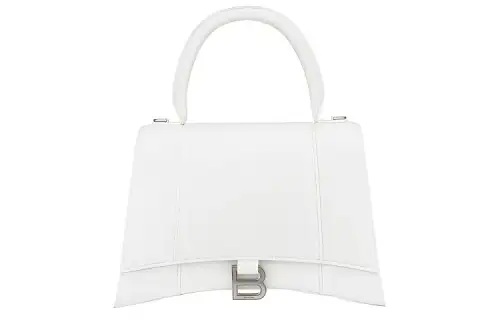 Balenciaga Calfskin Hourglass Bag, Portable Crossbody Bag, Shoulder Bag Unisex White