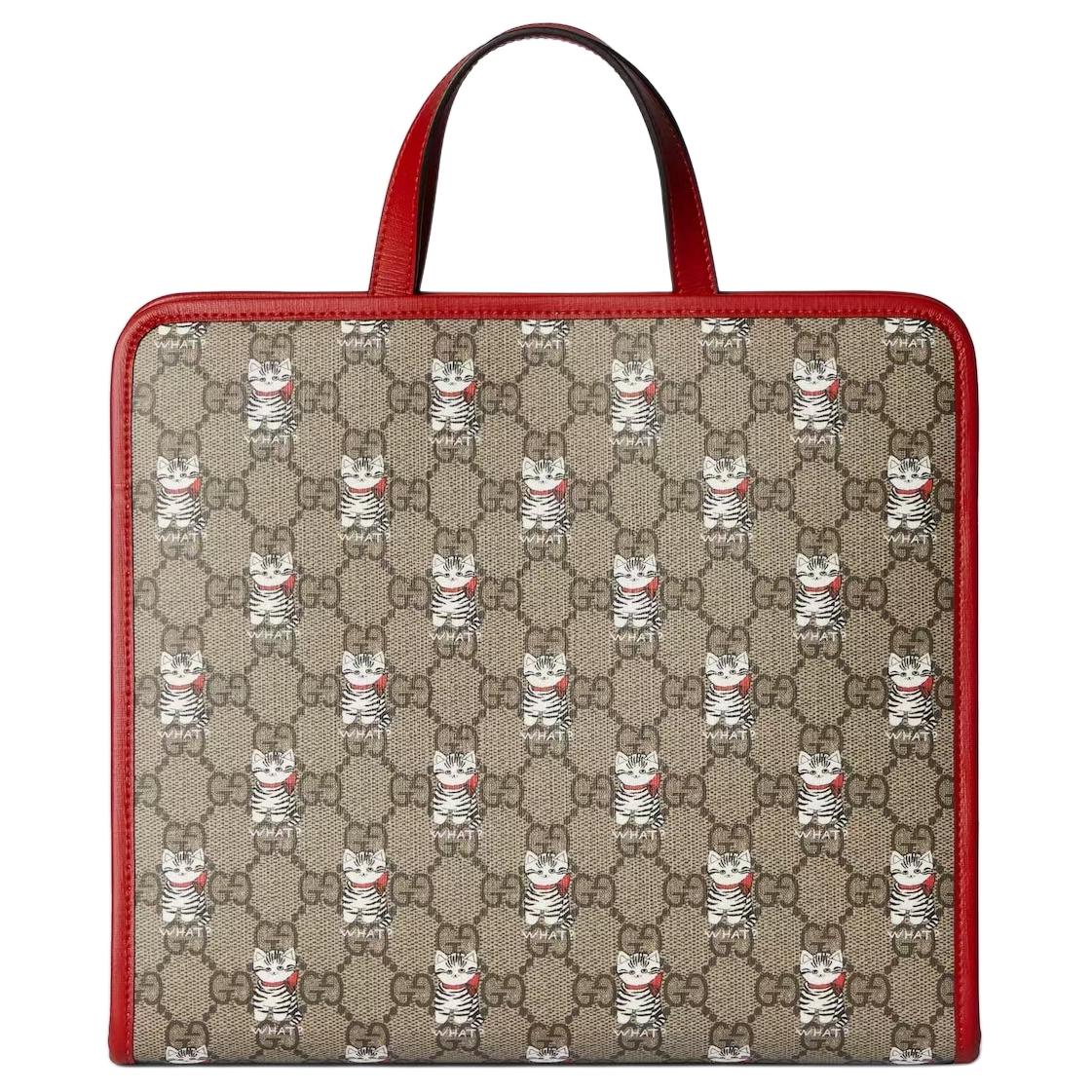 Женская сумка Gucci GG Supreme (бежево-коричневая)
