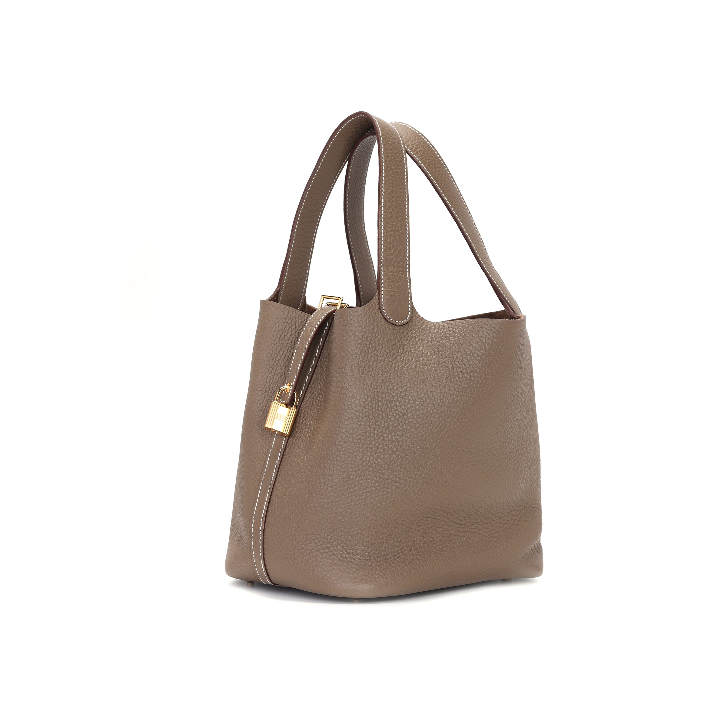 Женская сумка Hermes Picotin Lock 22 Clemence 22 18 Etoupe (серо-коричневая) — фото 4