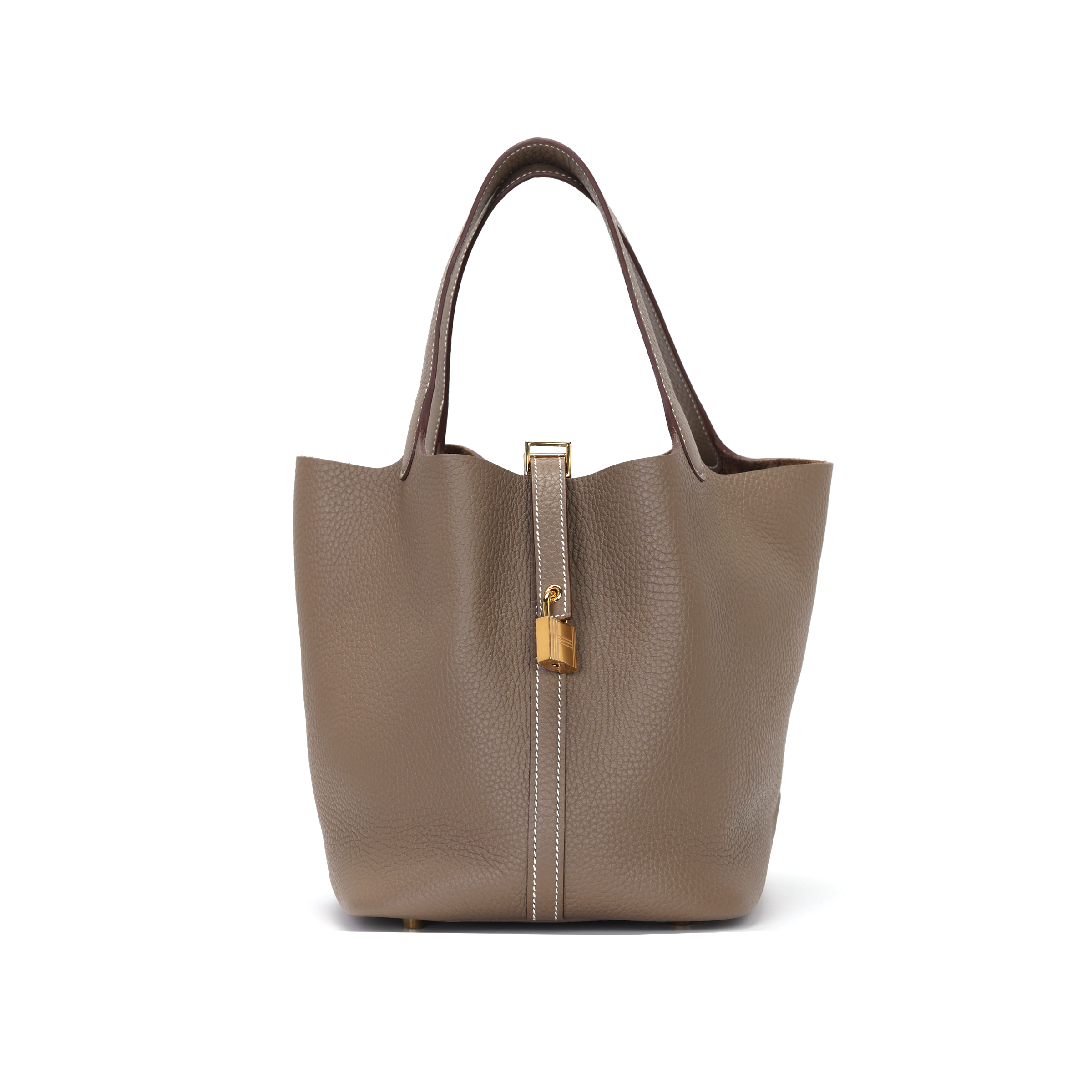 Женская сумка Hermes Picotin Lock 22 Clemence 22 18 Etoupe (серо-коричневая) — фото 2