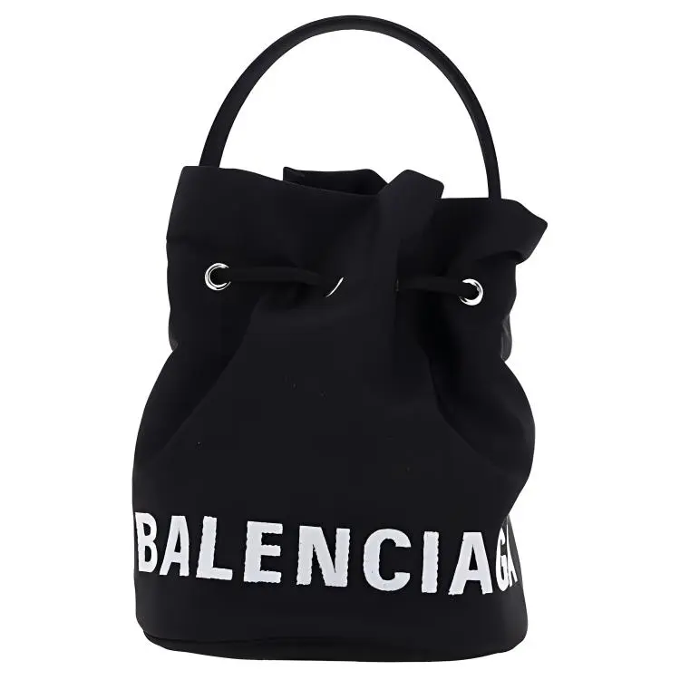 Balenciaga Canvas Bucket Bag, Shoulder Bag Women's Black