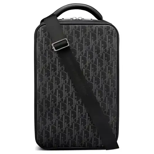 DIOR Cow Leather One Shoulder Handbag Men's Black