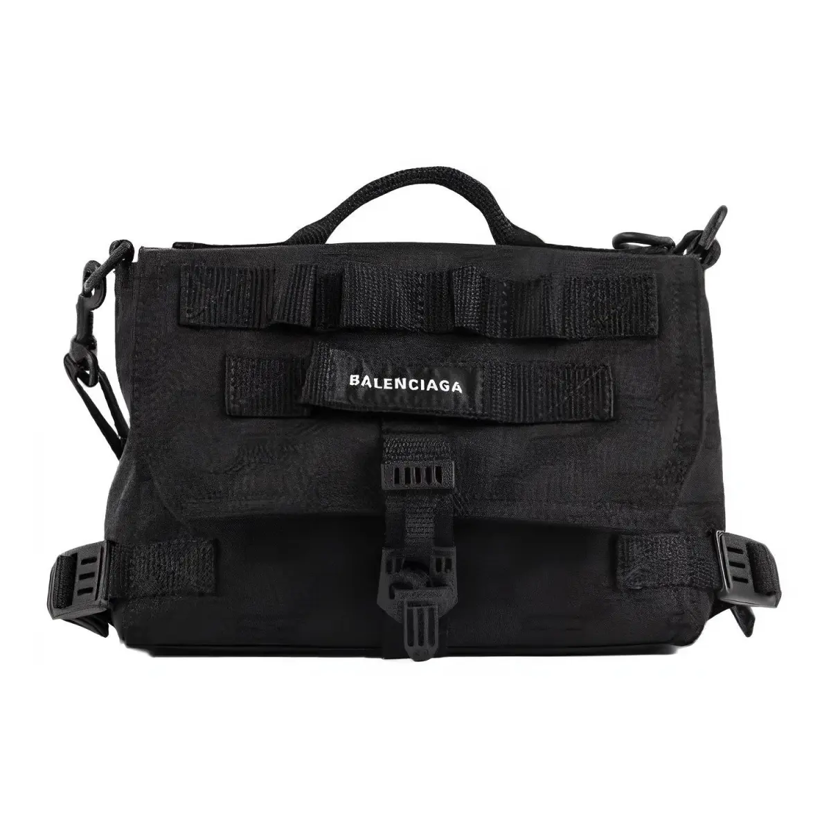 Balenciaga Army Nylon Messenger Bag, Portable Crossbody Bag, Shoulder Bag Women's Black