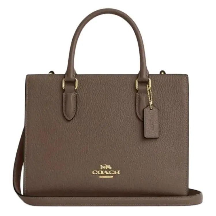 COACH Maggie Cow Leather Tote Bag, Shopping Bag, Shoulder Bag, Crossbody Bag, Handbag Medium Women's Dark Umber