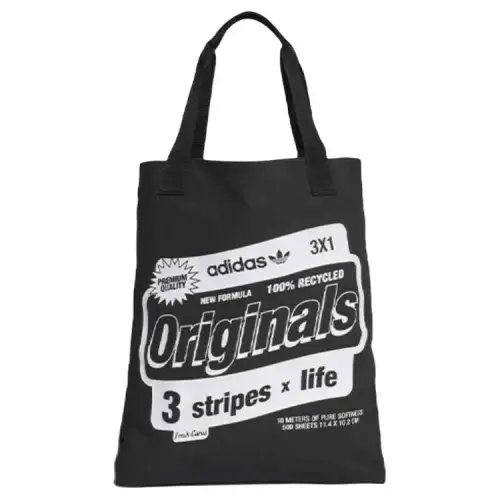 Adidas Originals Trefoil Cotton Tote Bag, Shopping Bag, Shoulder Bag, Handbag Regular Unisex Black