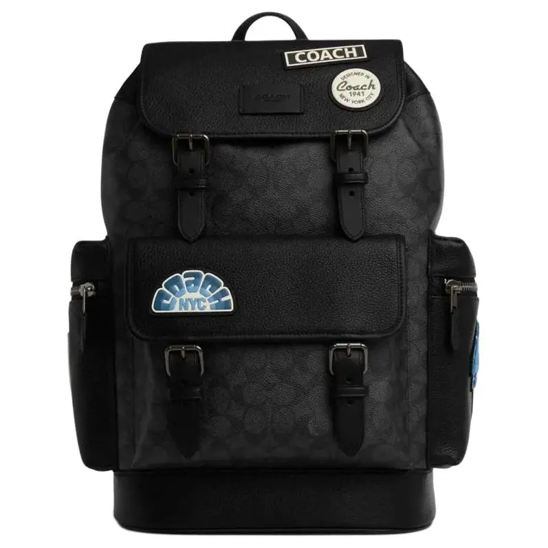 COACH Sprint Cow Leather With Artificial Leather Backpack Large Men's Charcoal Black
