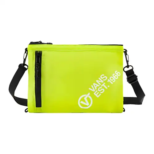 Vans Athleisure Polyester Crossbody Bag, Shoulder Bag Regular Unisex Neon Green
