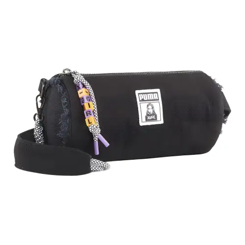 PUMA X GIRL Collaboration Recycled Cotton Cylinder Bag, Shoulder Bag, Crossbody Bag Regular Unisex Black